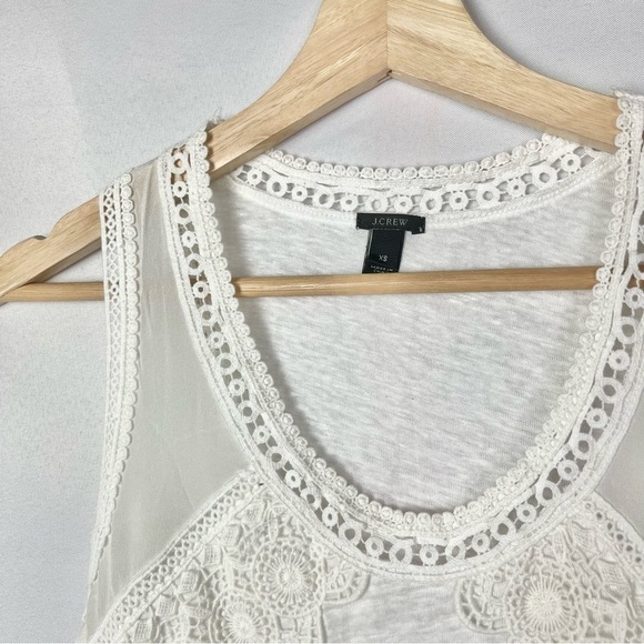 J. Crew White Linen Lace Trim Tank Top XS - Picture 4 of 4